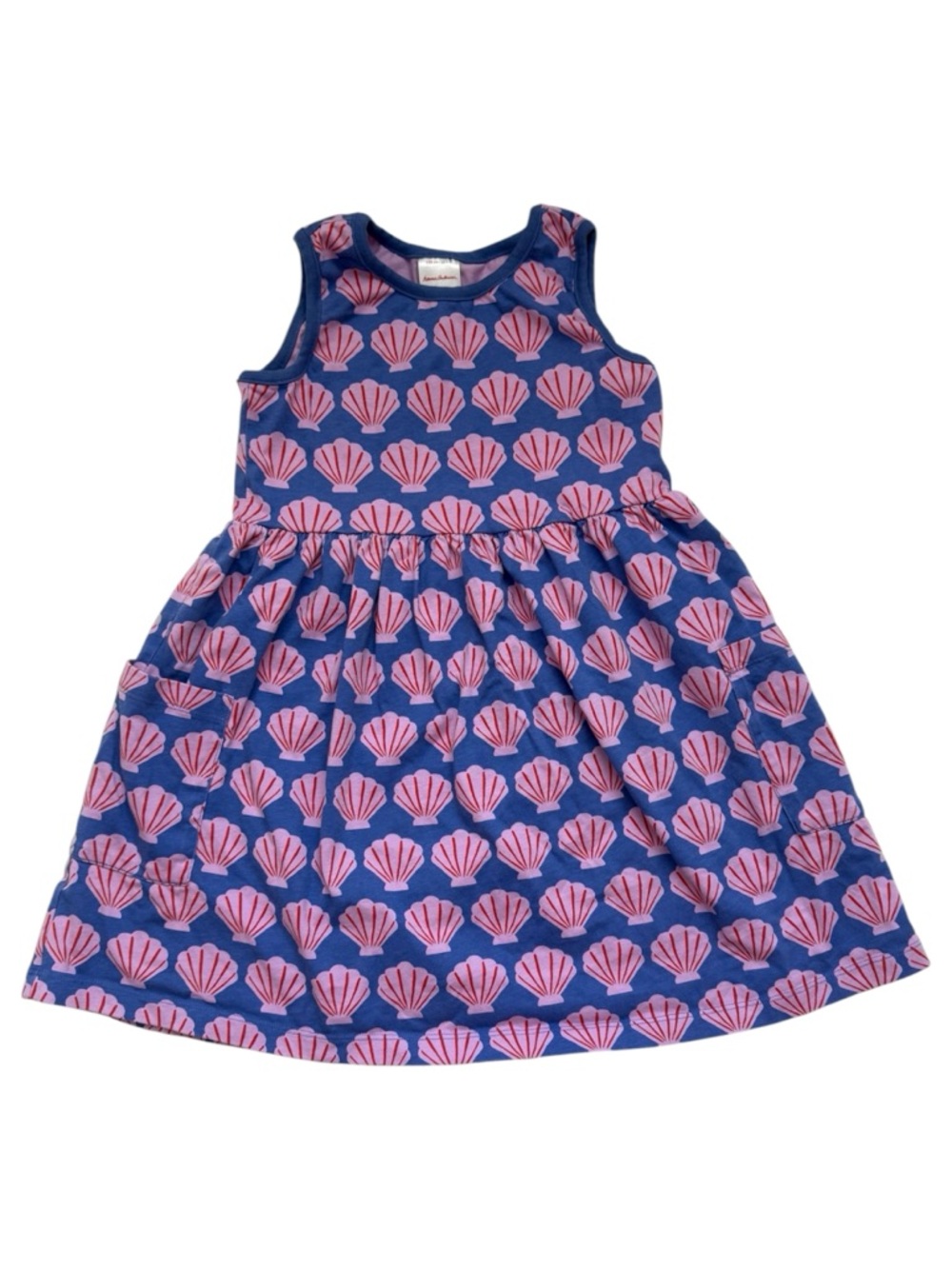 Hanna Anderson Sleeveless Seashell Print Pocket Dress size 6-7